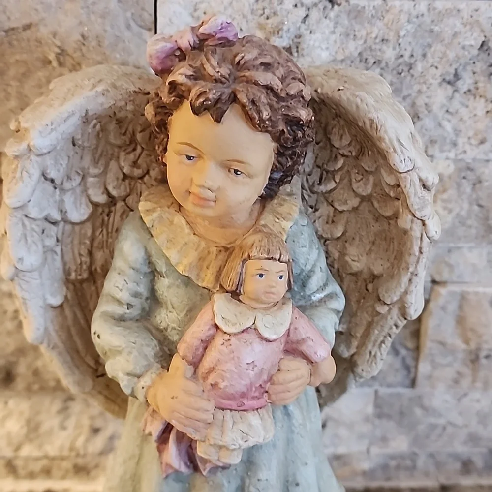 Victorian Style Girl Angels  Figurines with Book and Doll